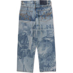 OVERALL LASERED RELAXED FIT 13 OZ DENIM PANTS MENS