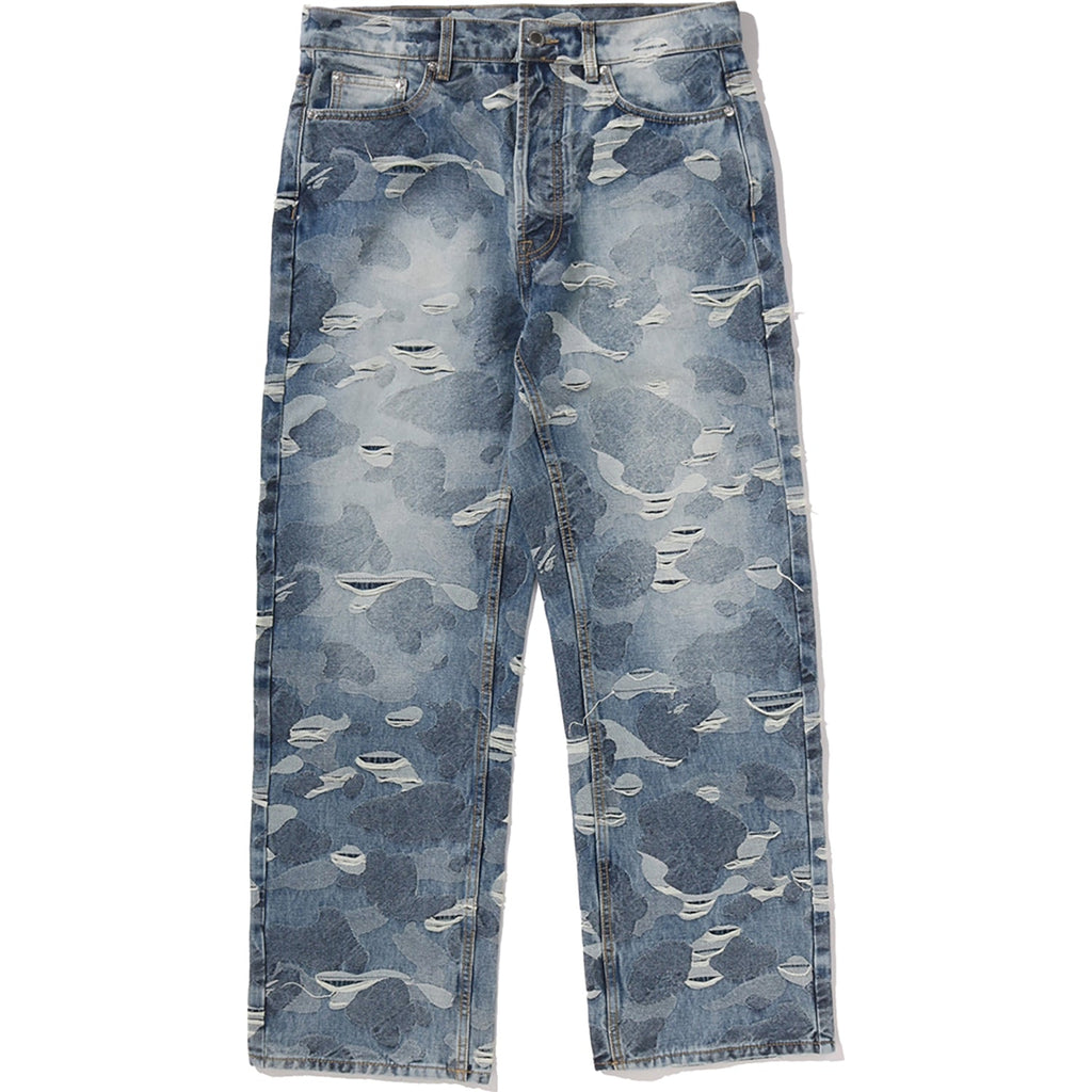 SOLID CAMO JACQUARD DENIM PANTS MENS