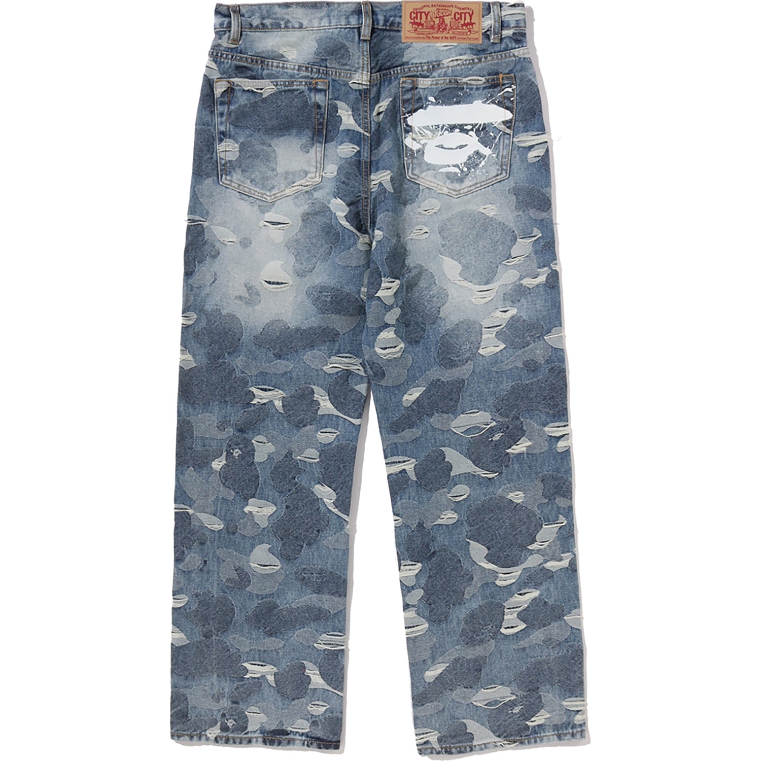 SOLID CAMO JACQUARD DENIM PANTS MENS