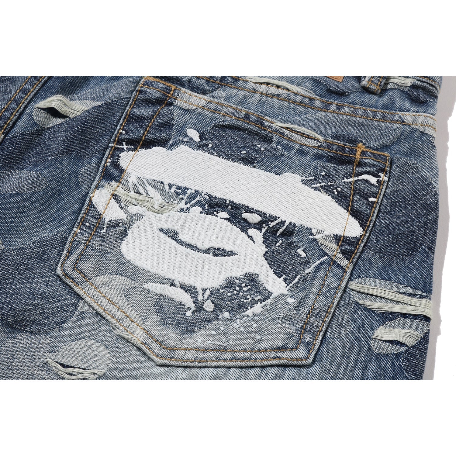 SOLID CAMO JACQUARD DENIM PANTS MENS