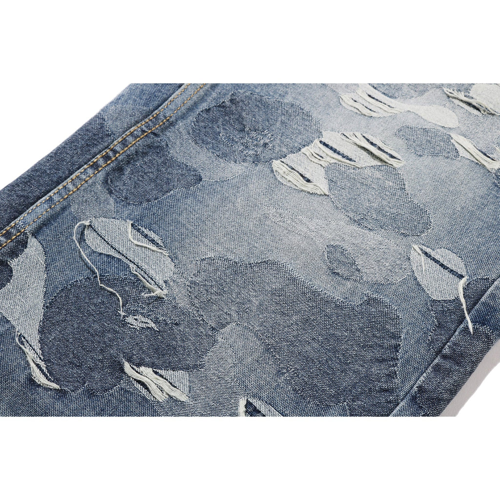 SOLID CAMO JACQUARD DENIM PANTS MENS