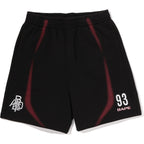 HEAVY WASH HAND DRAW FOOTBALL LOGO RELAXED FIT SWEAT SHORTS MENS