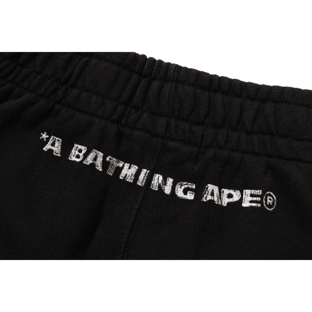 HEAVY WASH HAND DRAW FOOTBALL LOGO RELAXED FIT SWEAT SHORTS MENS