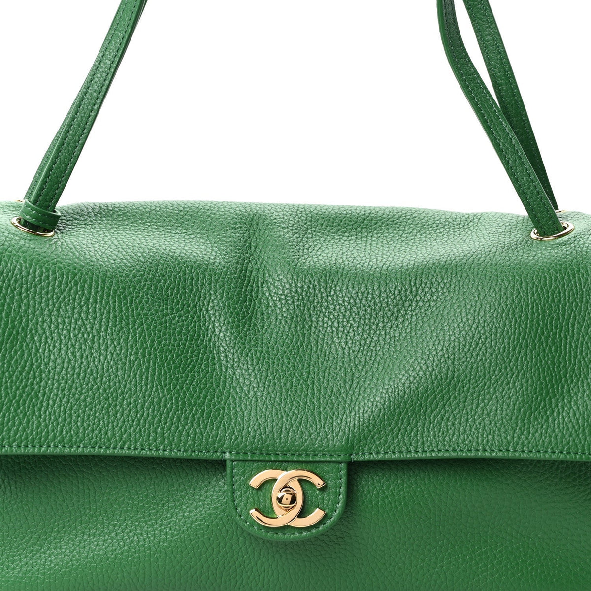 Grained Calfskin Small Souplissimo Maxi Flap Green