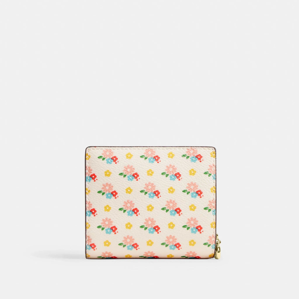Coach Outlet Snap Wallet With Floral Print And Charm