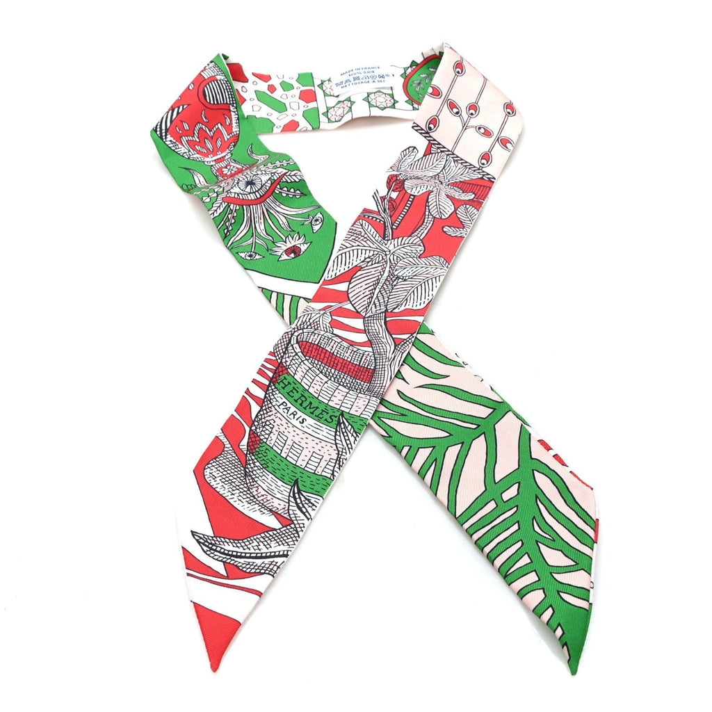 Silk La Danse Des Amazones Twilly Rouge Rose Poudre Vert