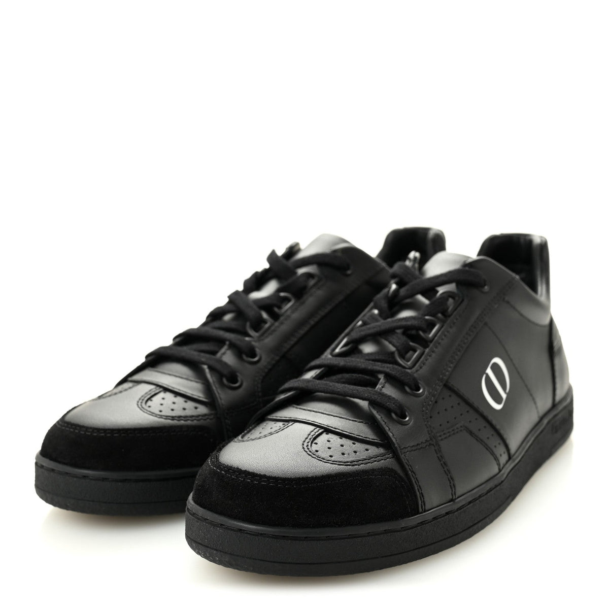 Calfskin Suede Logo Sneakers 38 Black
