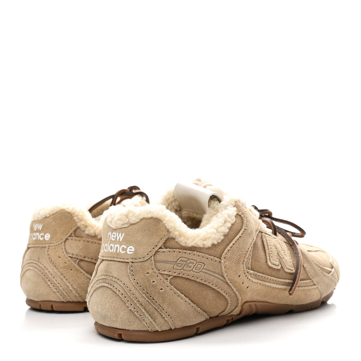 X NEW BALANCE Suede Shearling 530 SL Sneakers 37 Ecru