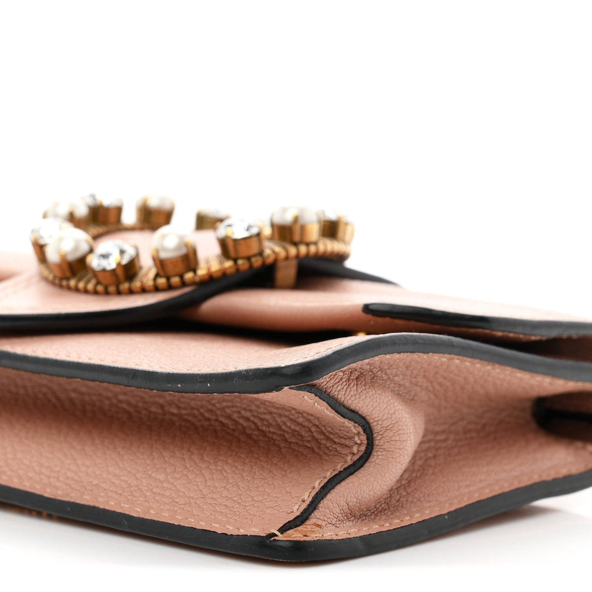 Goatskin Madras Soft Calfskin Crystal Pearl Embellished Shoulder Bag Orchidea