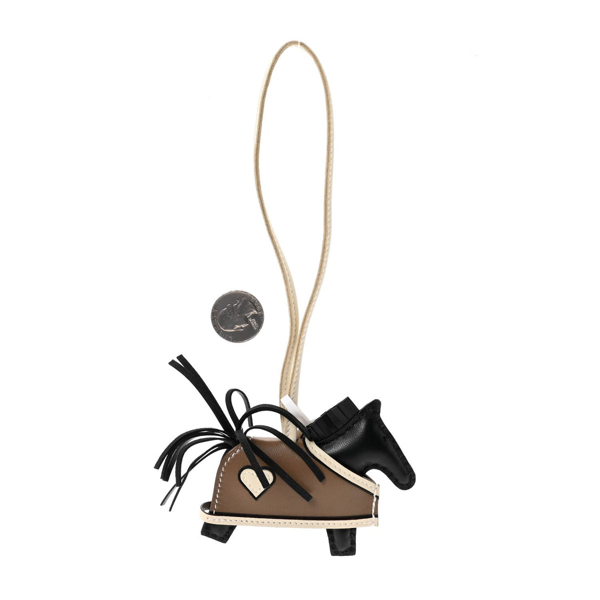 Milo Lambskin Grigri Rodeo Robeo Coeur Bag Charm PM Black Craie Etoupe