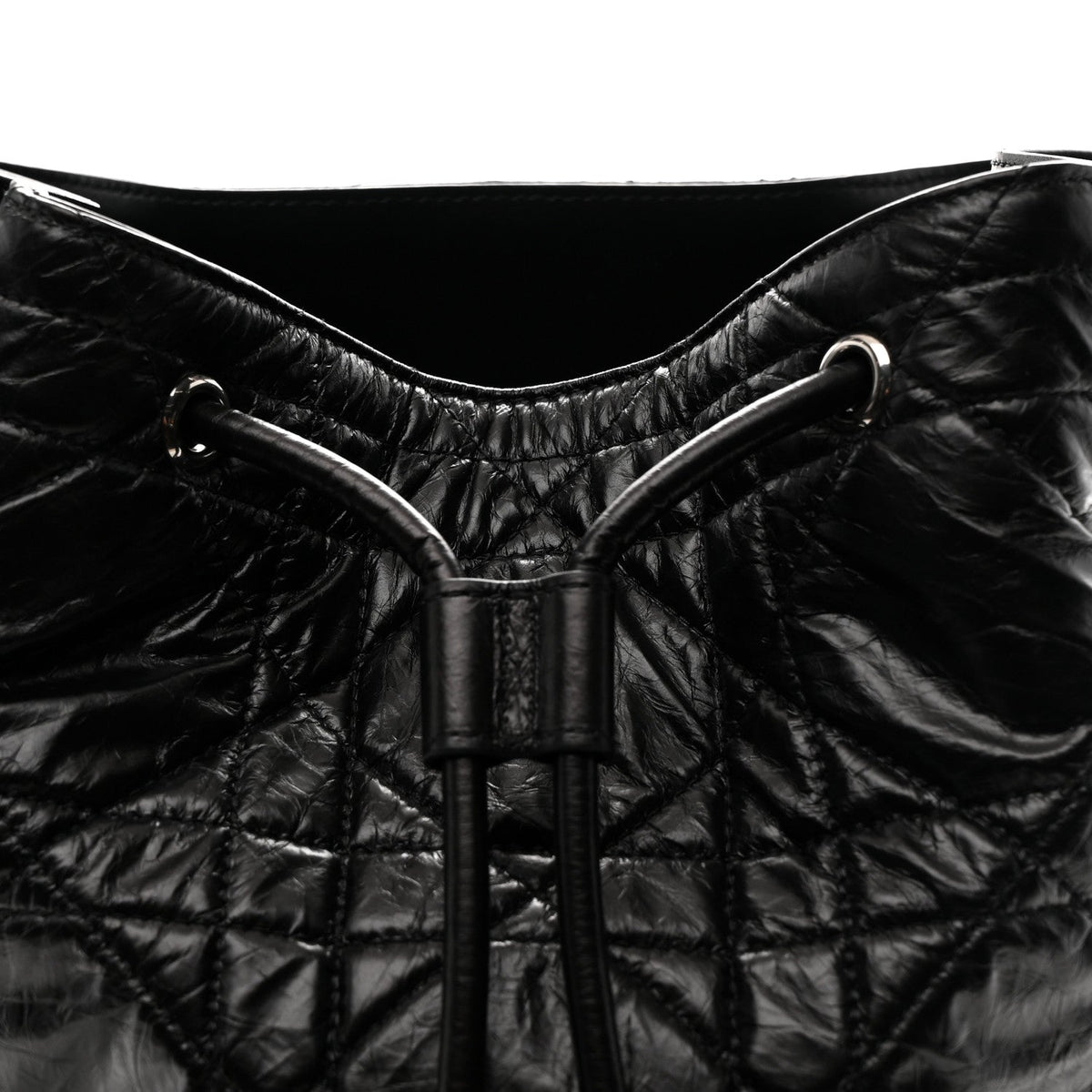 Crinkled Calfskin Macrocannage Medium D-Motion Bag Black