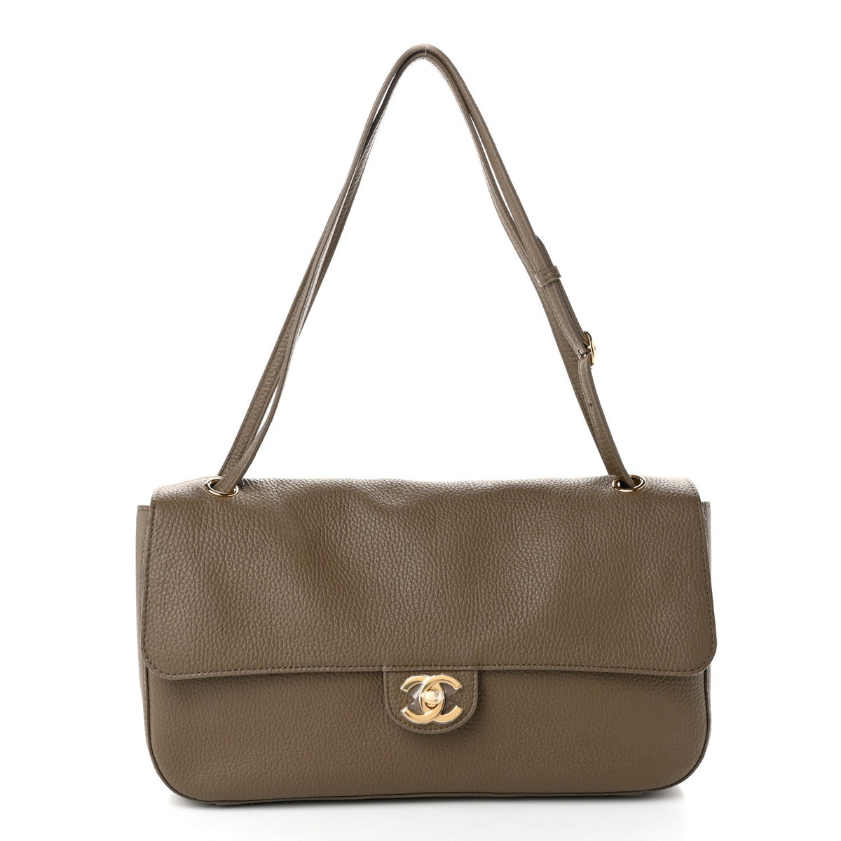 Grained Calfskin Small Souplissimo Maxi Flap Light Brown
