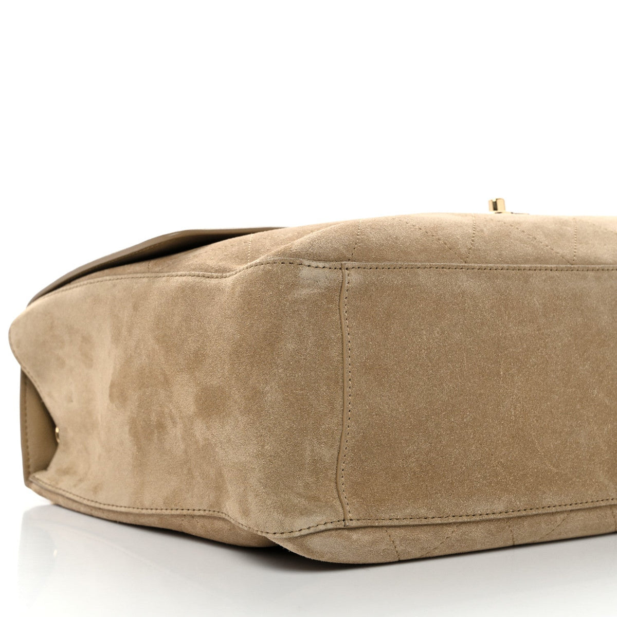 Suede Calfskin Souplissimo Maxi Flap Dark Beige