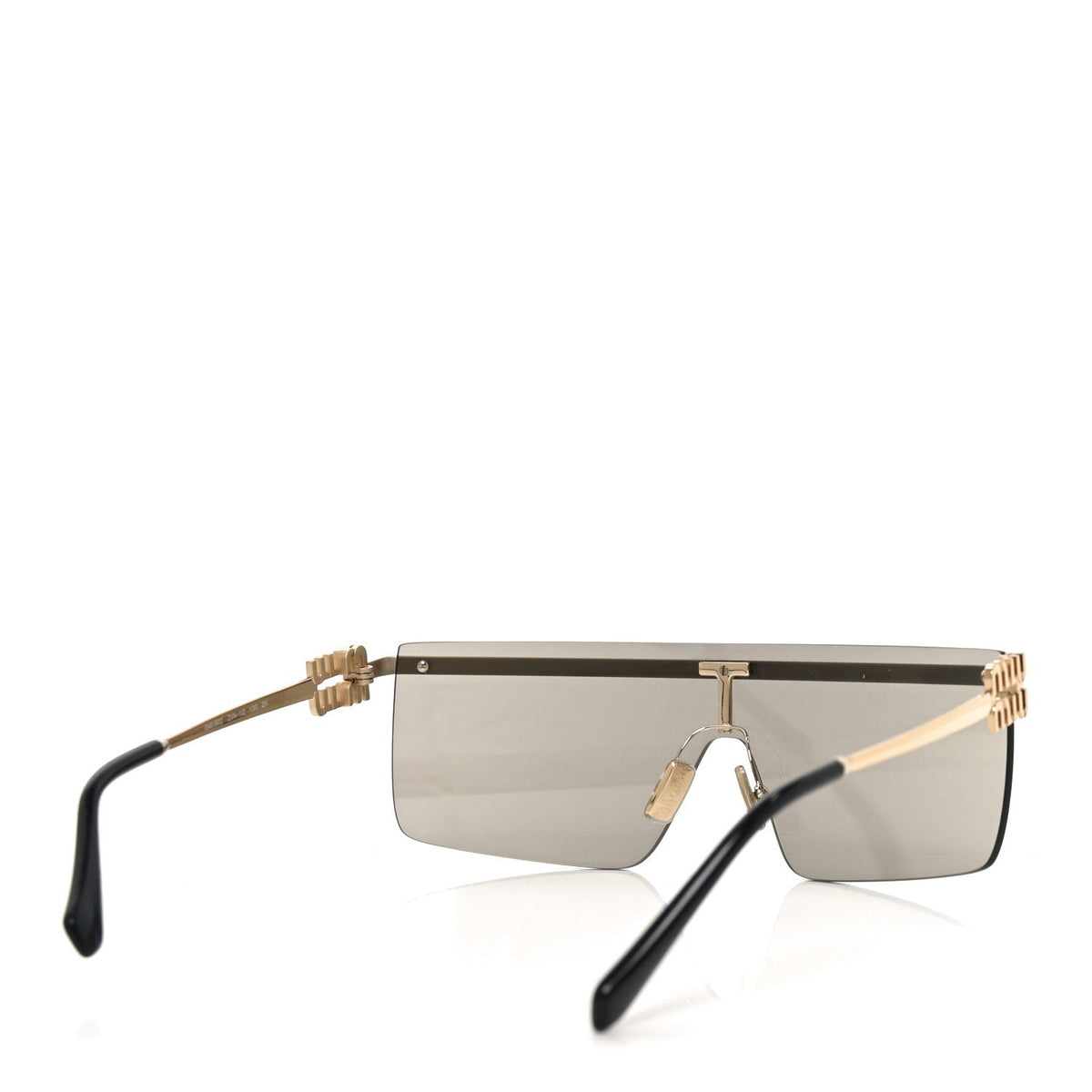 Metal Rectangle Shield Sunglasses SMU50Z Grey Gold
