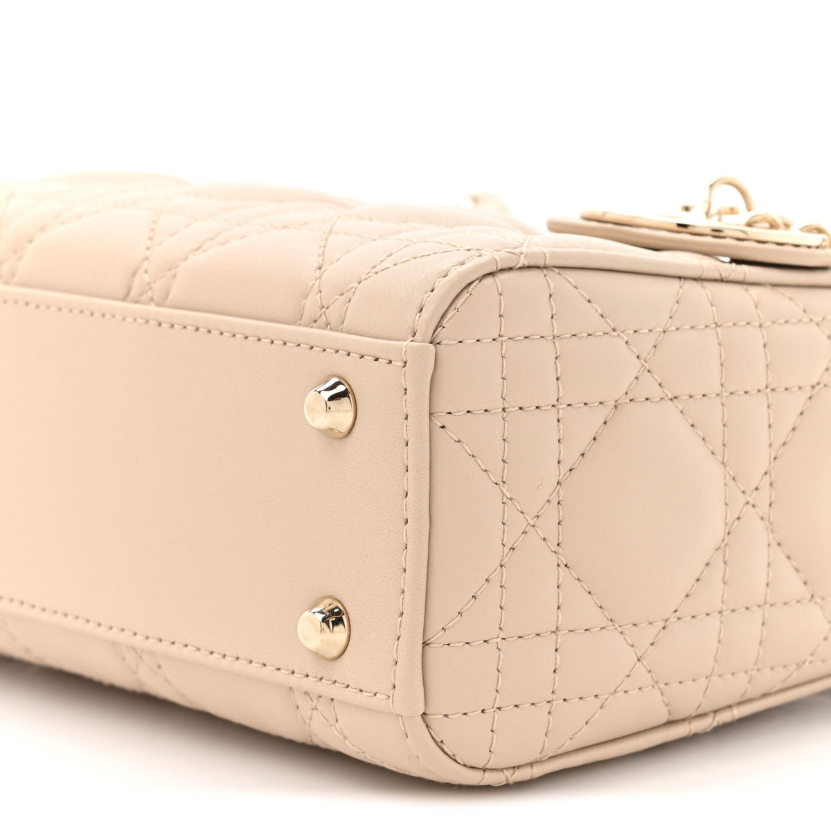 Lambskin Cannage Mini Lady Dior Powder Beige