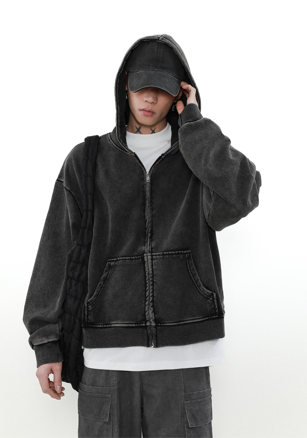 MRNEARLY Heavyweight Vintage Washed Zip Jacket