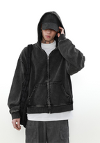 MRNEARLY Heavyweight Vintage Washed Zip Jacket