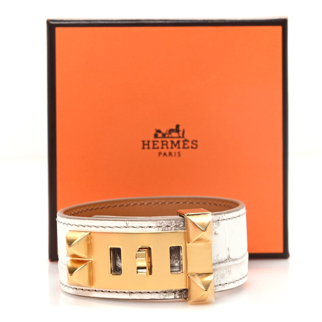 Matte Niloticus Crocodile Himalaya Collier De Chien CDC 24 Bracelet T3 Blanc