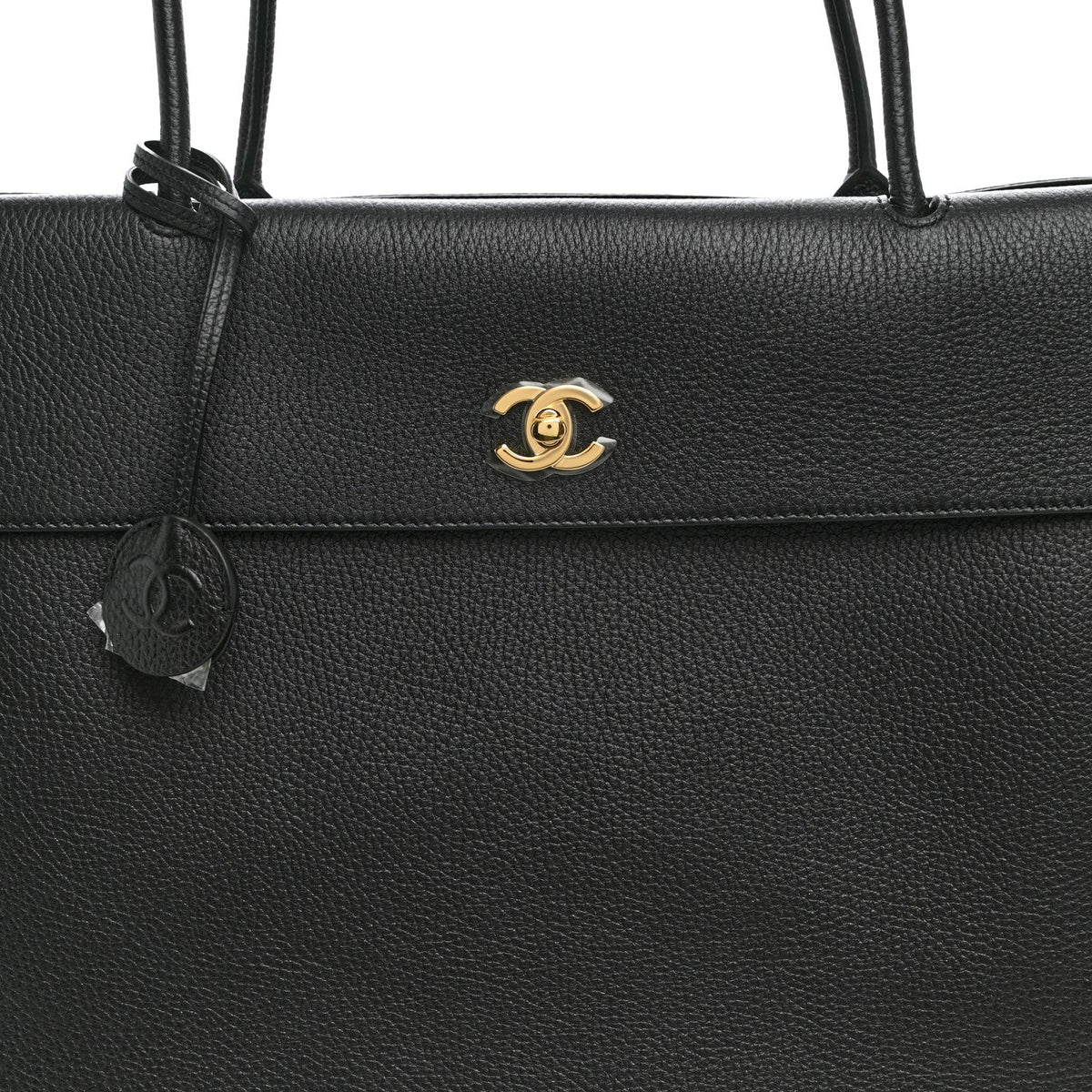 Grained Calfskin Large Urban Essentials Shopping Bag Black