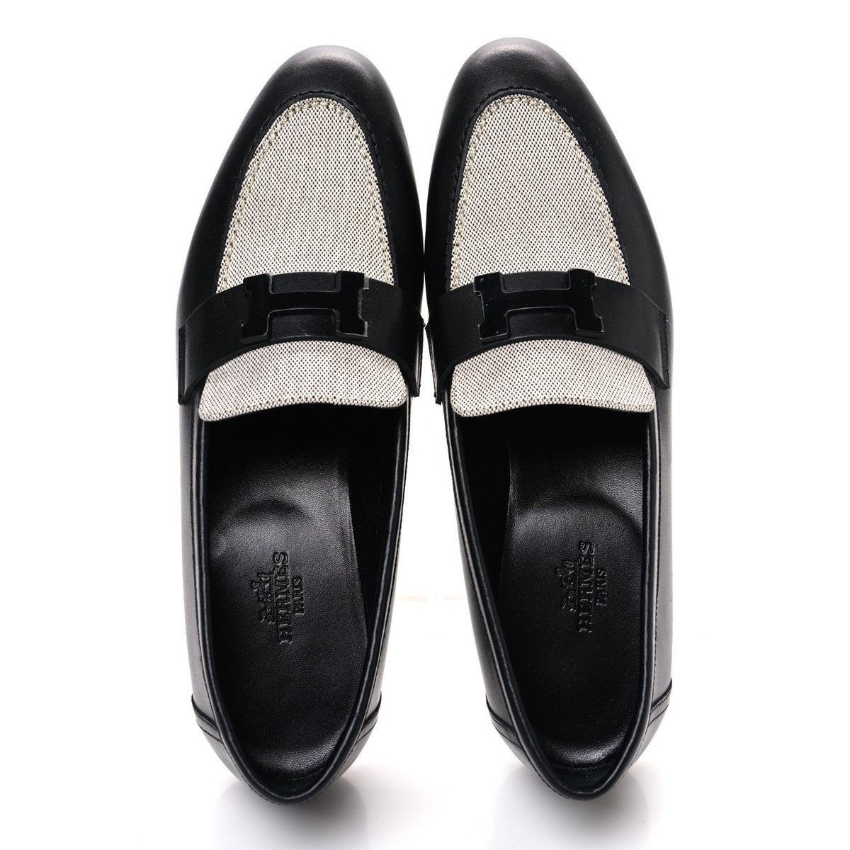 Toile De Coton Calfskin Womens Paris Loafers 37 Black Prunoir