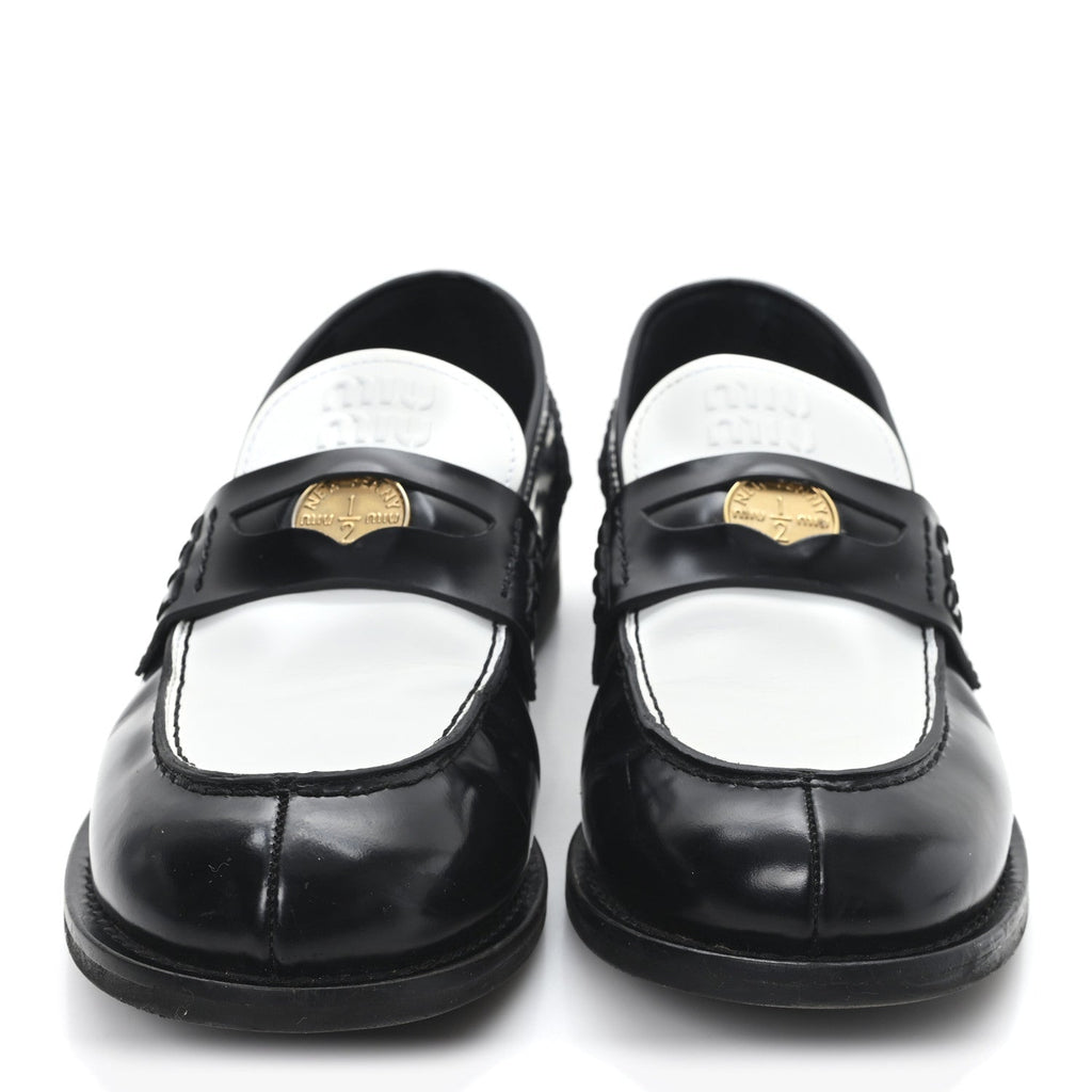 Spazzolato Penny Loafer 39 Black White