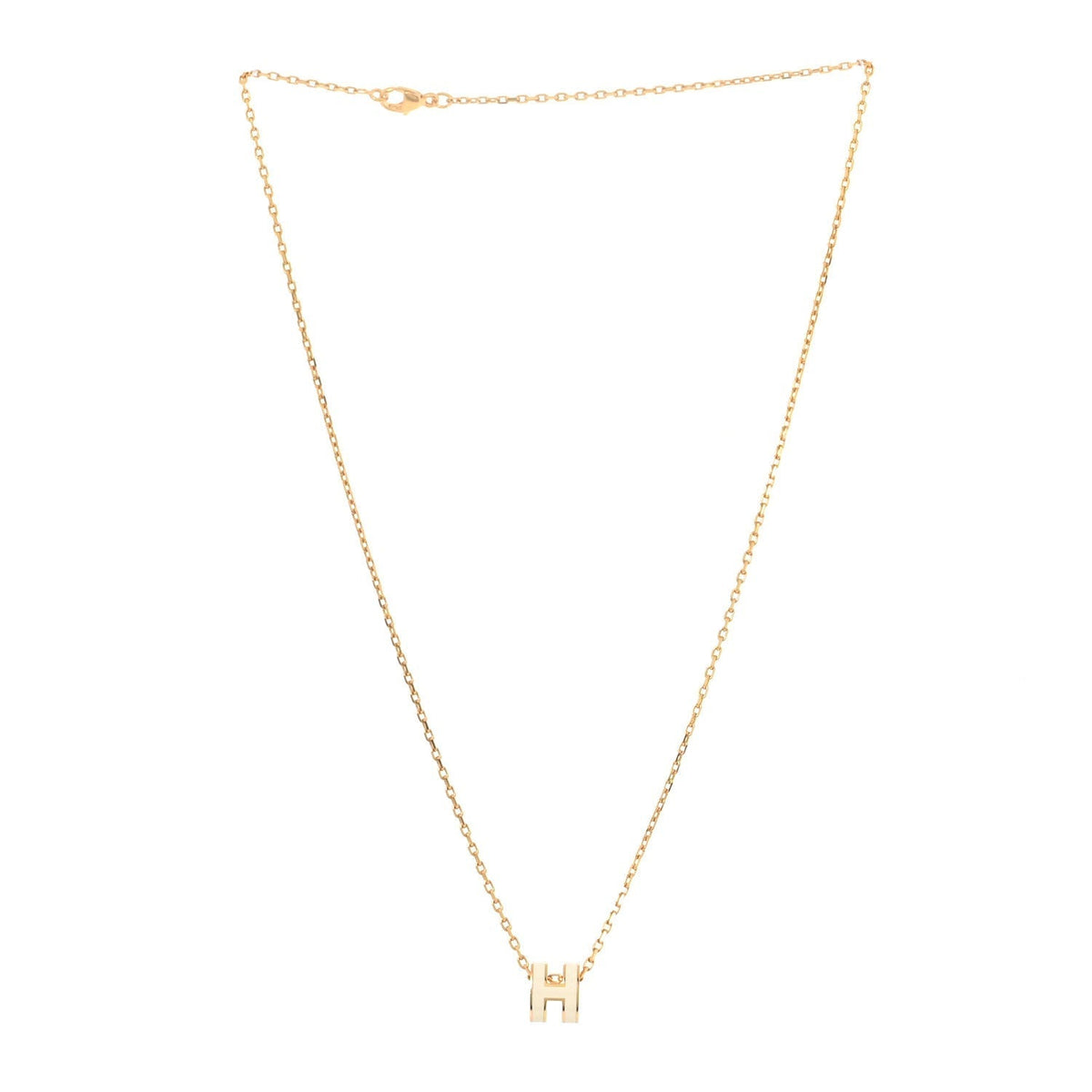 Lacquered Gold Mini Pop H Pendant Necklace White