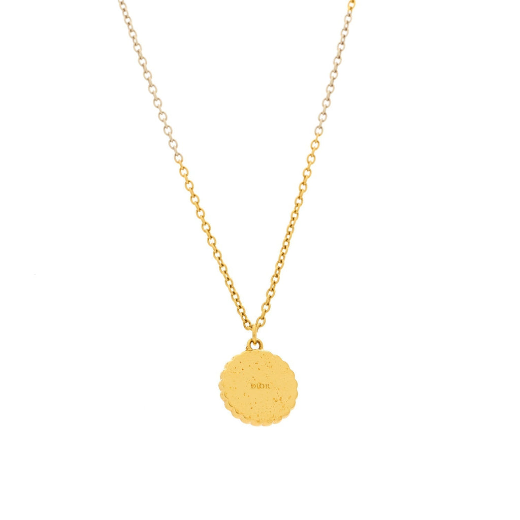 Metal Pearl CD Necklace Gold Black
