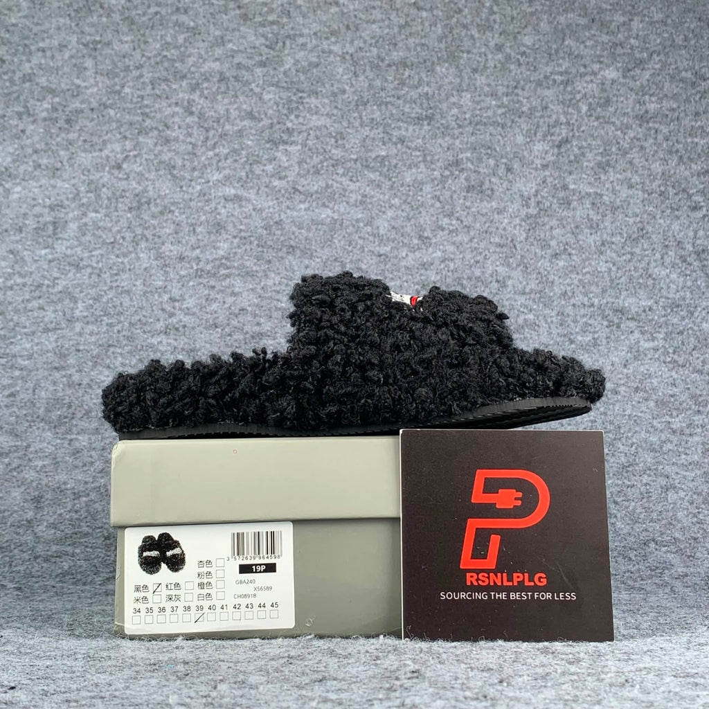 Balenciaga Wmns Furry Slides 'Black Red'
