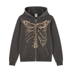 Y2K Skeleton Zip Up Hoodie