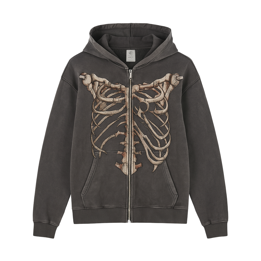 Y2K Skeleton Zip Up Hoodie