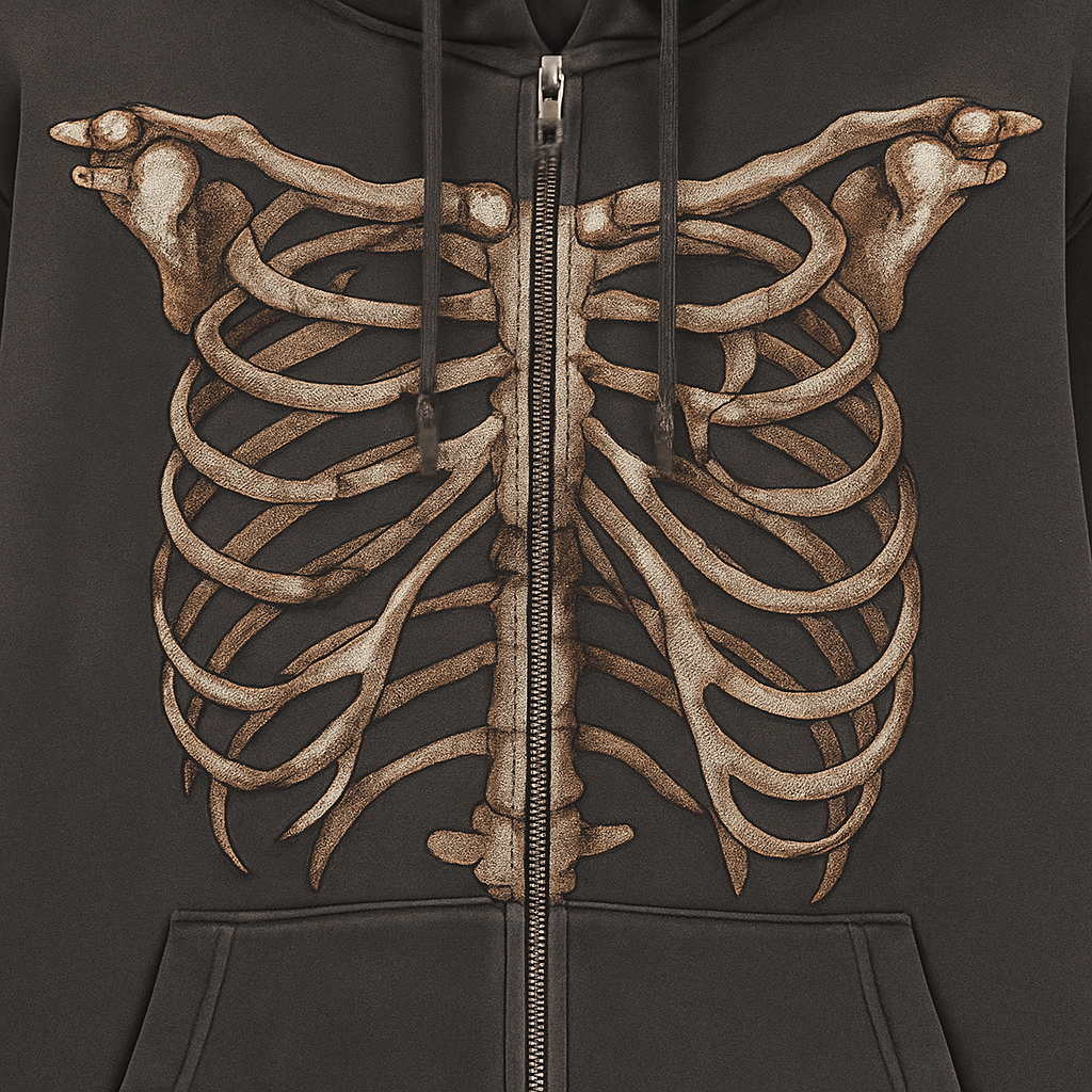 Y2K Skeleton Zip Up Hoodie