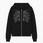 Black Y2K Zip Up Hoodie
