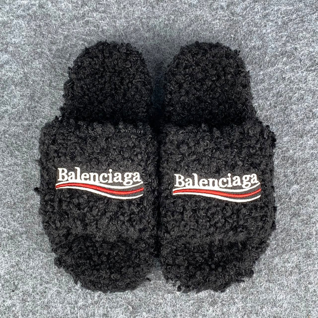 Balenciaga Wmns Furry Slides 'Black Red'