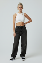 Asymmetrical White Crop Top – Y2K Style