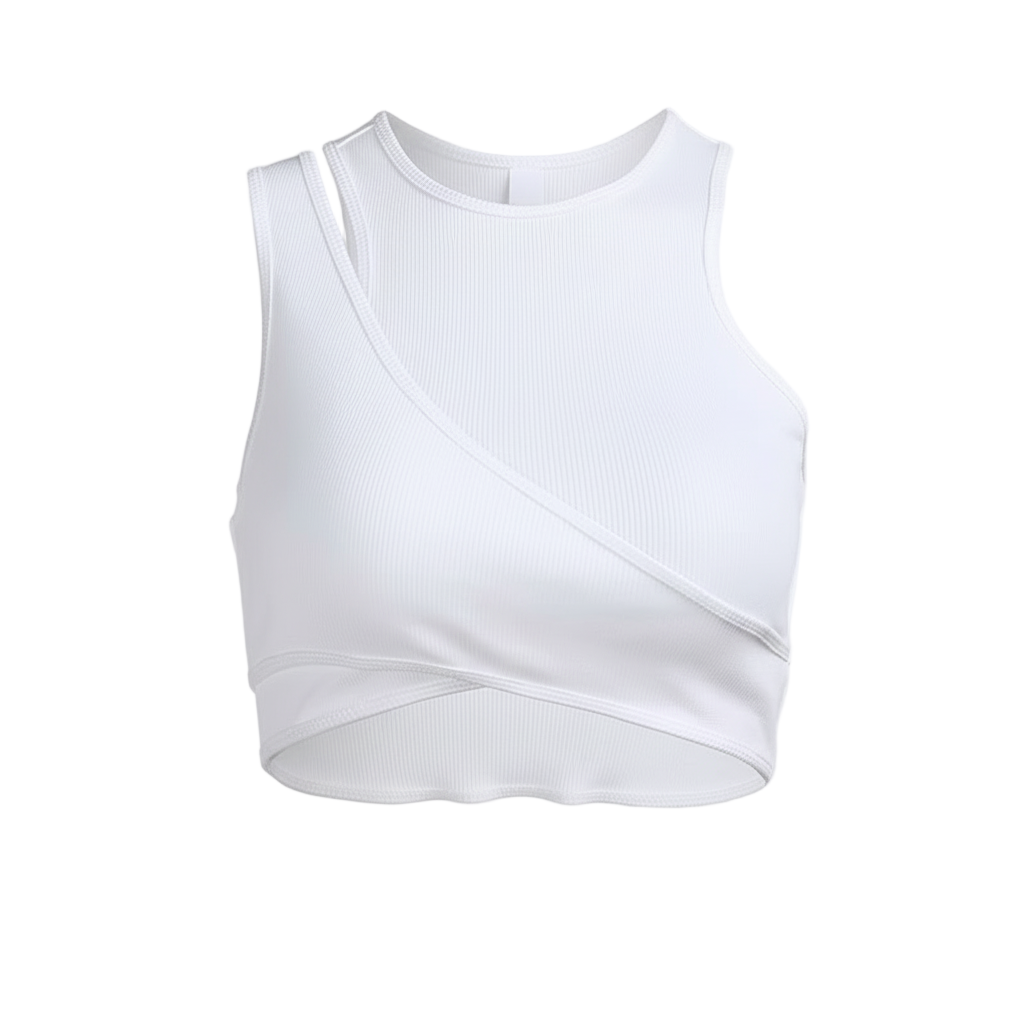Asymmetrical White Crop Top – Y2K Style