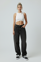 Asymmetrical White Crop Top – Y2K Style