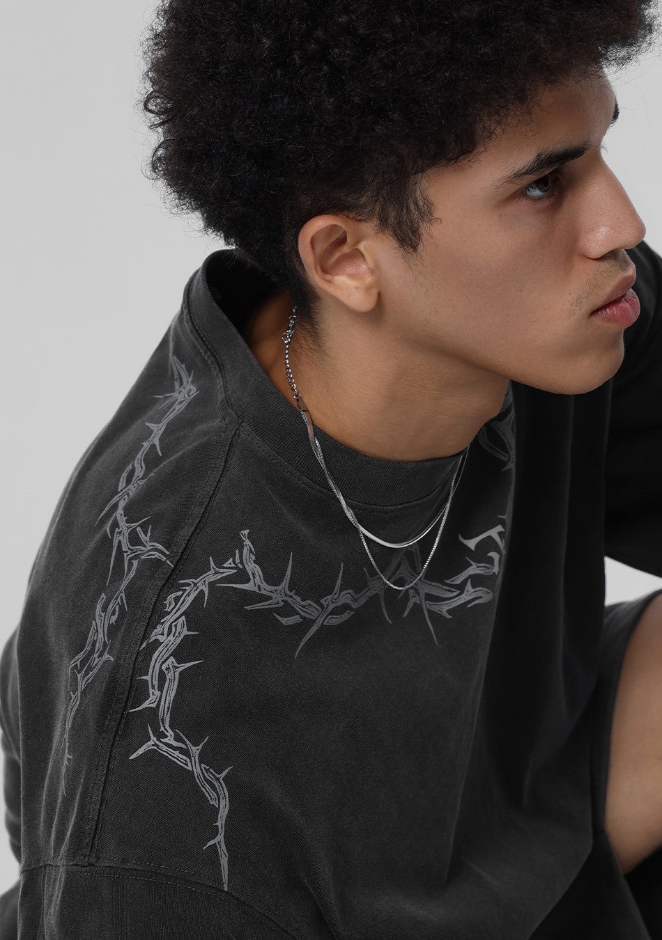 JHYQ Washed Torn Collar Long Sleeve