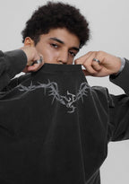 JHYQ Washed Torn Collar Long Sleeve