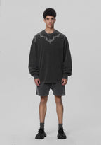 JHYQ Washed Torn Collar Long Sleeve