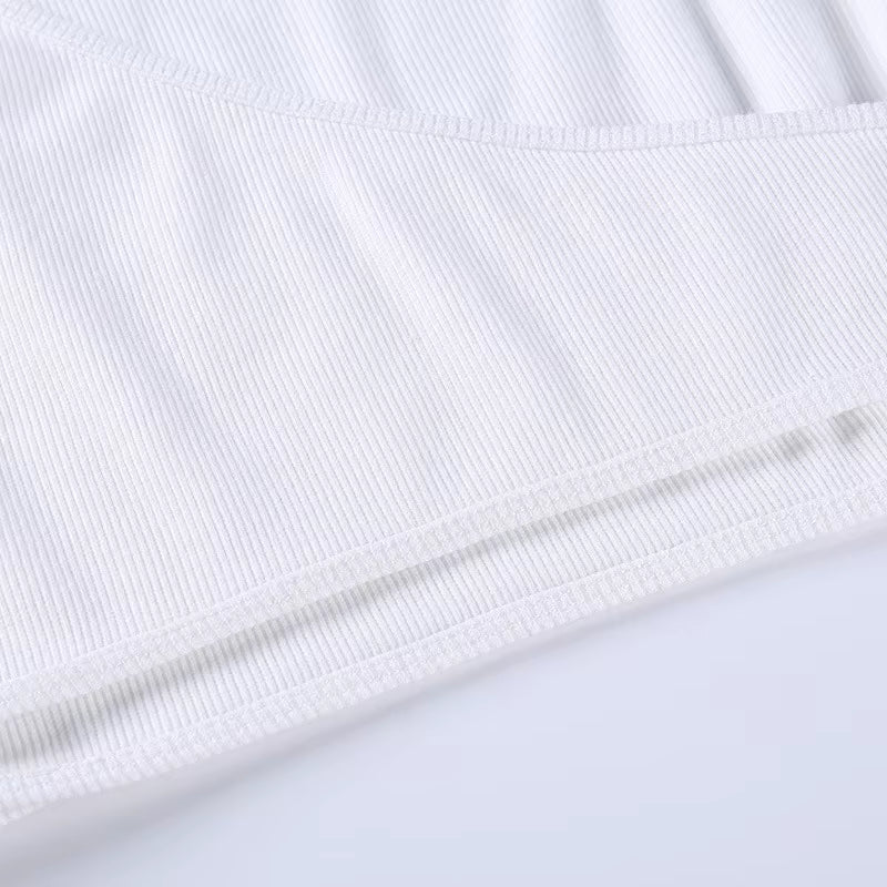 Asymmetrical White Crop Top – Y2K Style