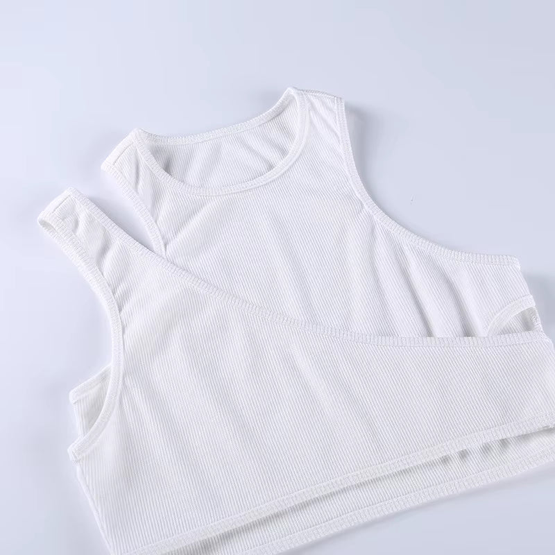 Asymmetrical White Crop Top – Y2K Style