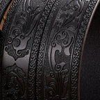 Embossed Z Dragon Pendant Leather Belt