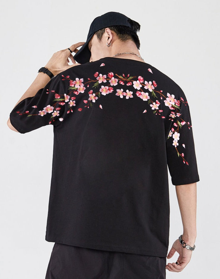 Sakura Flowers Embroidered Tee