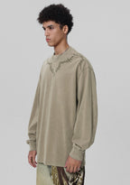 JHYQ Washed Torn Collar Long Sleeve