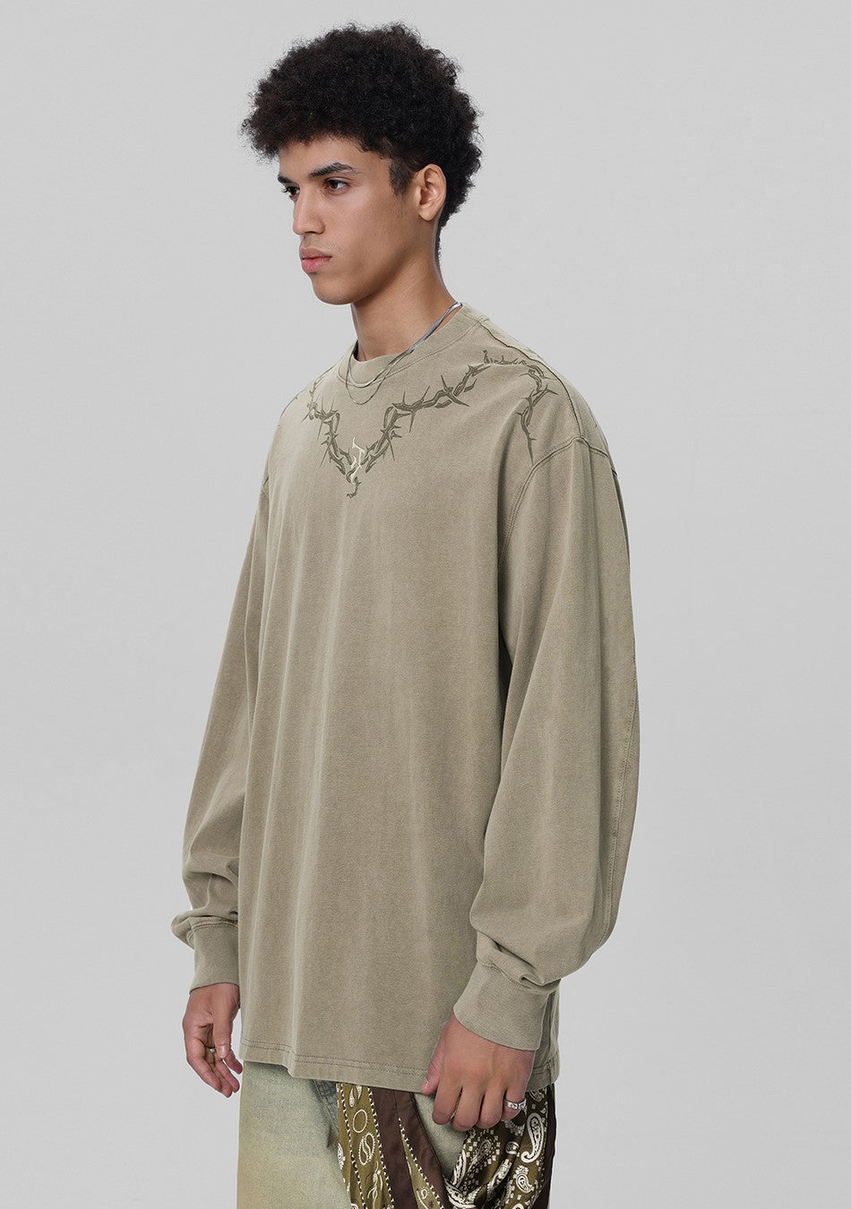 JHYQ Washed Torn Collar Long Sleeve