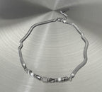 MINBIN Silver Beaded Snake Chain Necklace