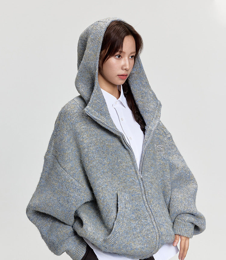 RAPPEYE Mohair Double Zipped Hooded Sweater