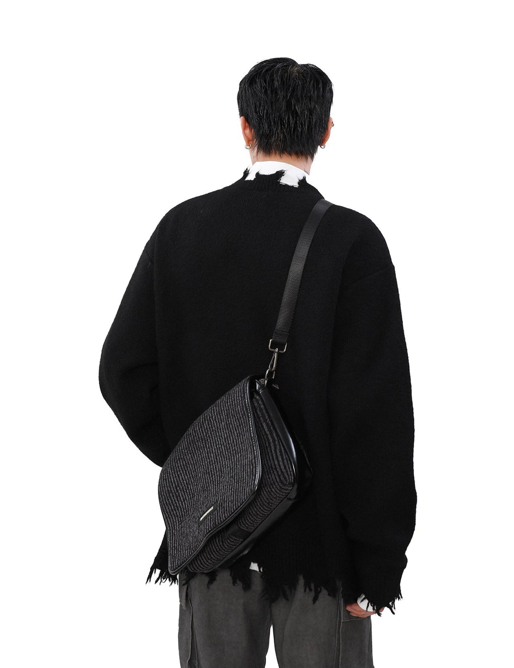 MRNEARLY Distressed Half Zip Deconstruction Sweater
