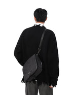 MRNEARLY Distressed Half Zip Deconstruction Sweater