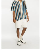 EMPTY REFERENCE Striped Crochet Collar Shirt